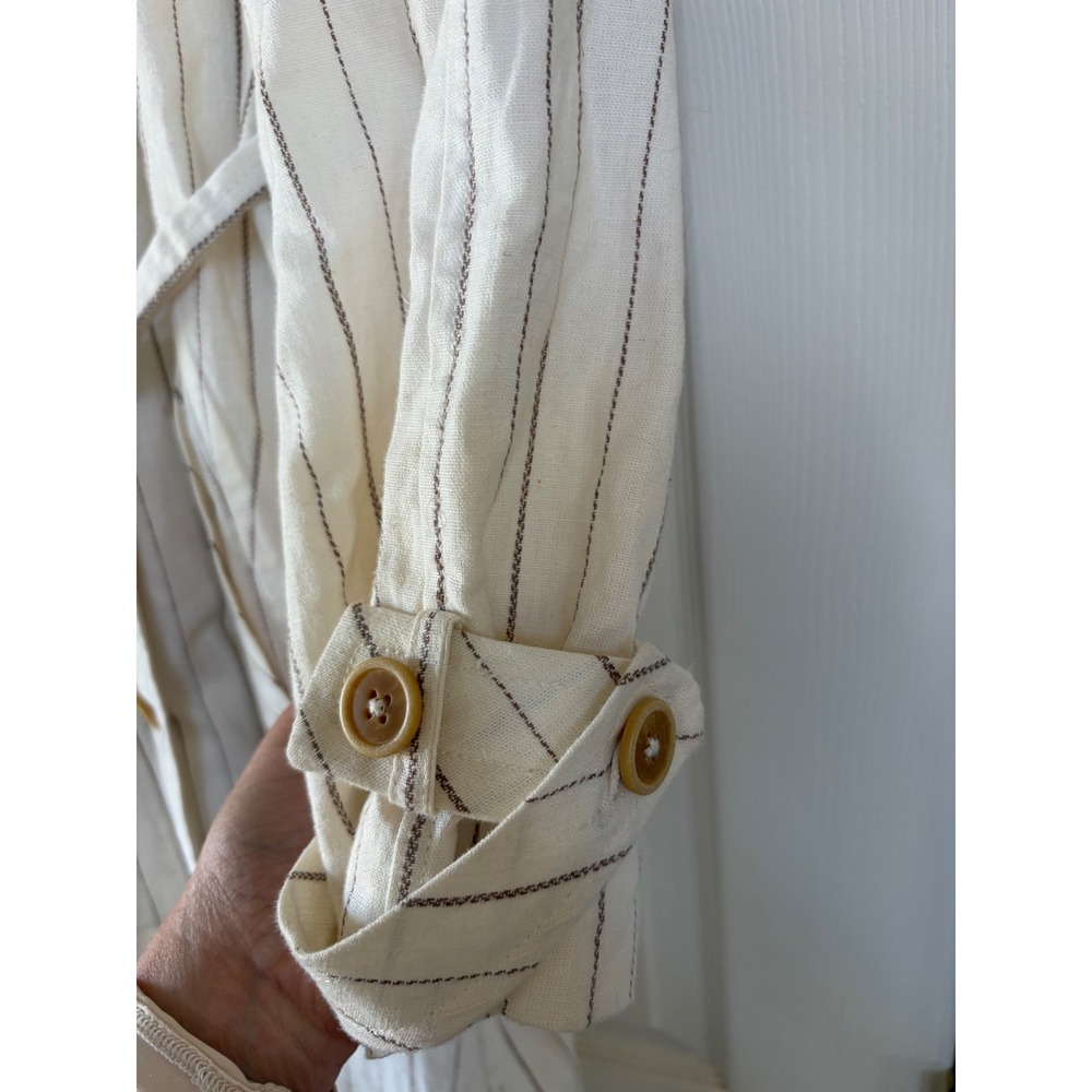Free People We The Free Melia Mac striped linen-blend duster trench coaT medium - Picture 5 of 9